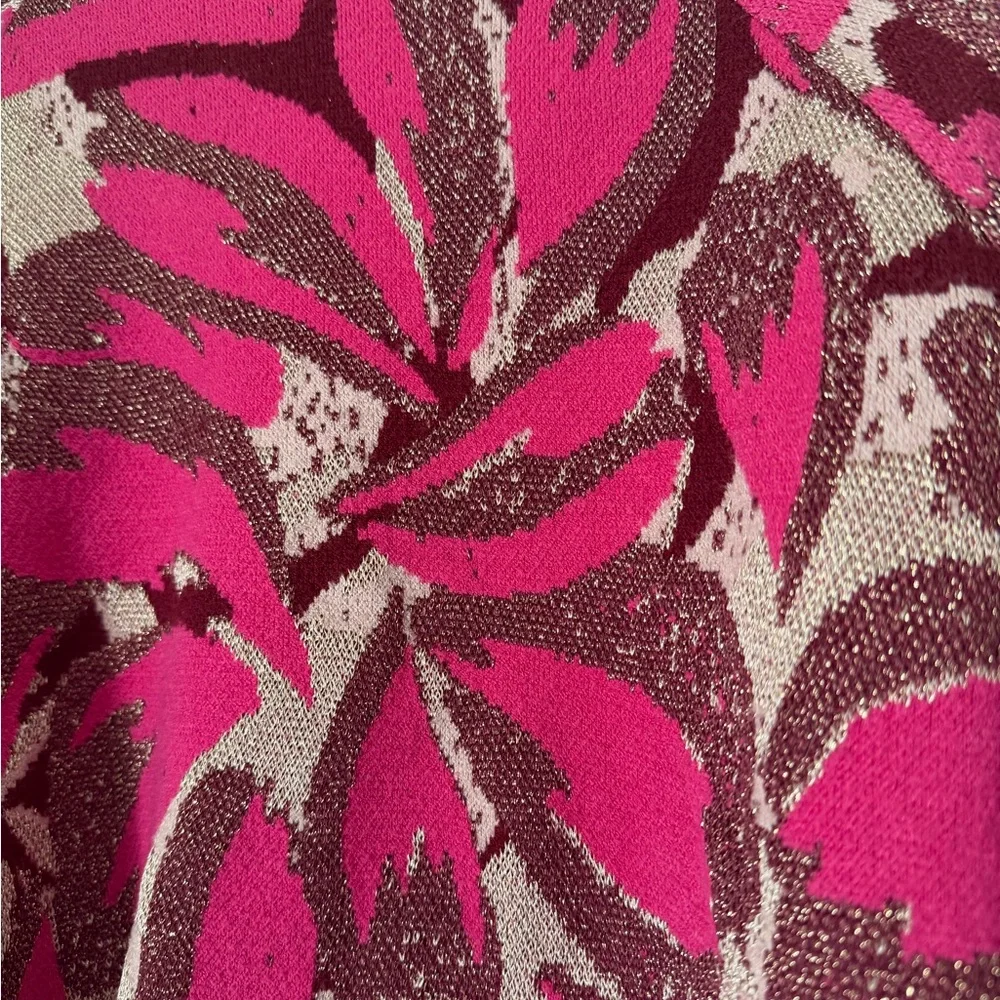 Anthropologie Pink and Brown Leaf Print Sweater - Picture 8 of 8